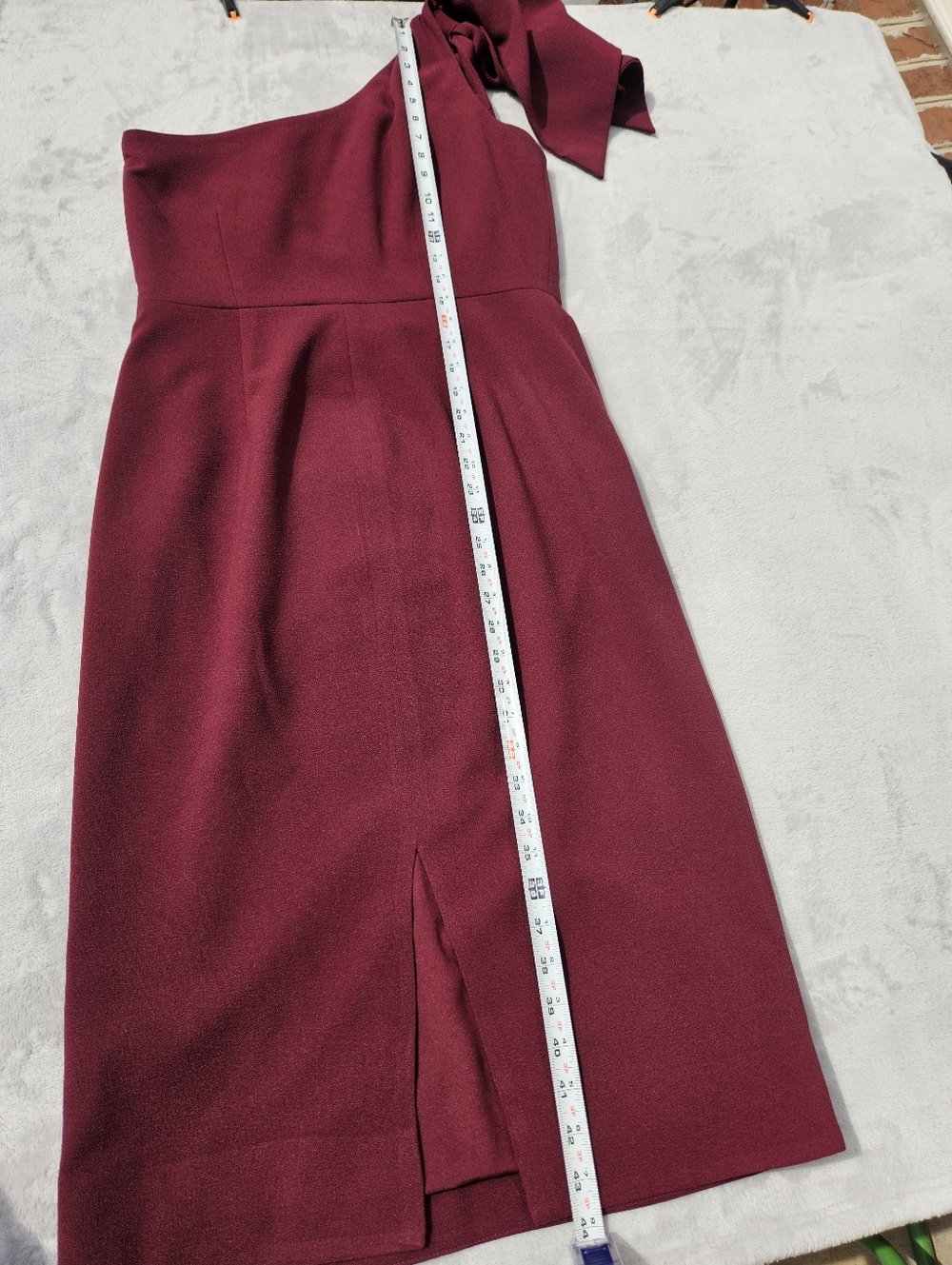 Dress The Population Tiffany Burgundy One Shoulder Midi Dress Bridal Coctail L - Picture 11 of 16